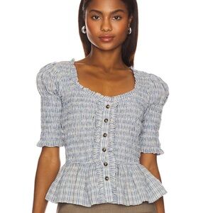 NWOT Damson Madder Mansi Shirred Blouse